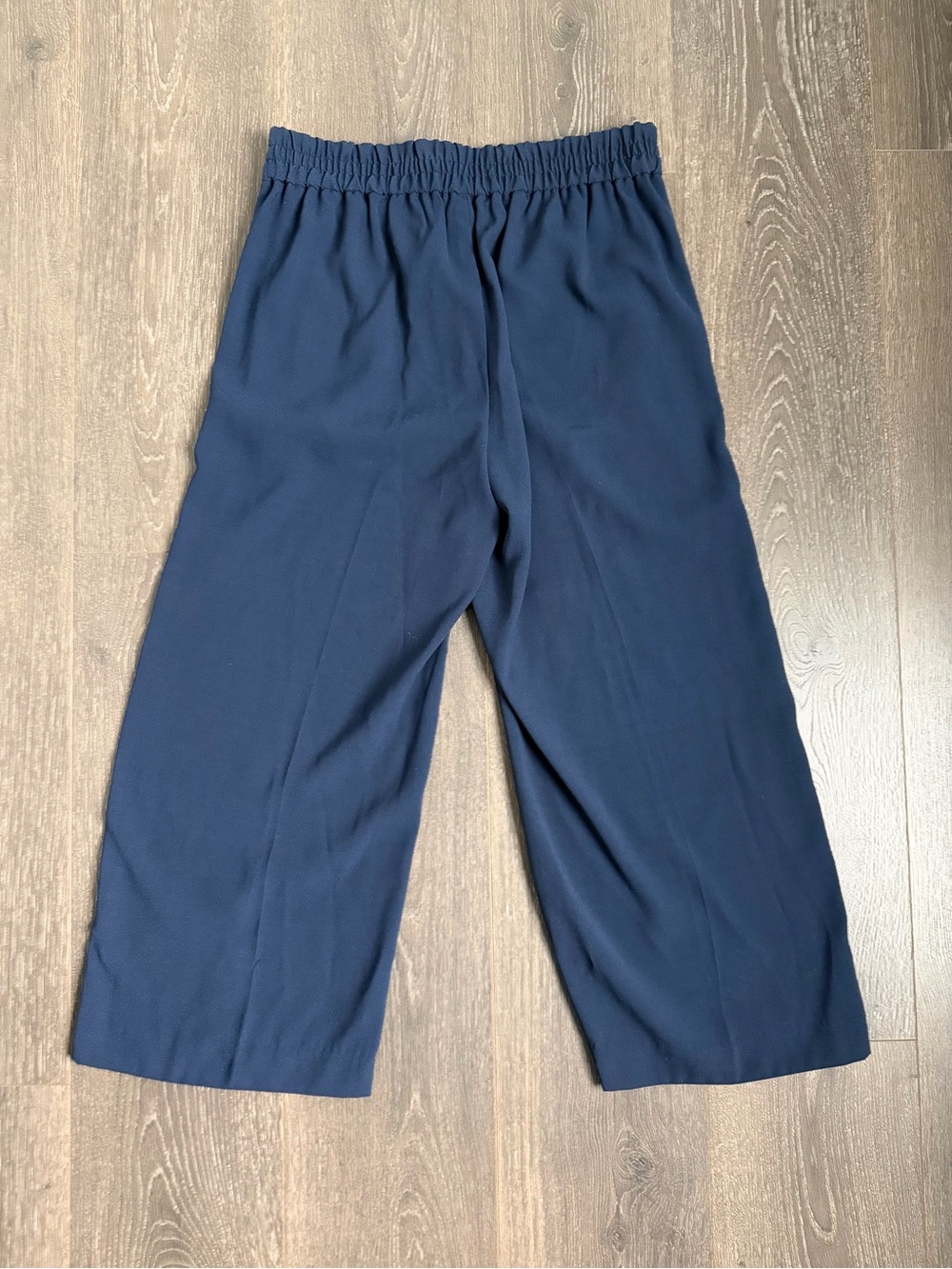 Madewell Navy Wide-Leg Cropped Pants Women’s Pull On Elastic Waist Small - Picture 3 of 6